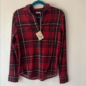 Faherty Red  flannel Plaid Button Down Shirt